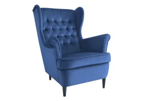Кресло HARRY VELVET синий BLUVEL 86 / венге HARRYV86W